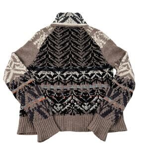 Free People Wool Blend Fair Isle Chunky Knit Cardigan Sweater Button Front XS